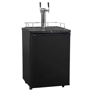 This kegerator features a double tap system that allows you to pour two of your favorite beers at the same time, making it perfect for entertaining.